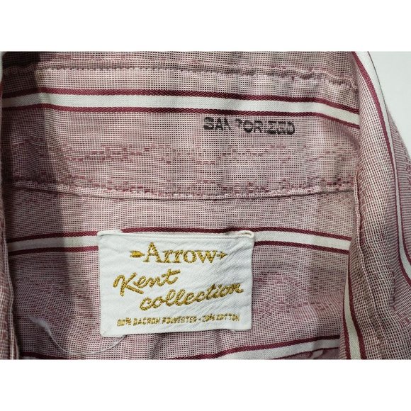Arrow Kent Mens Shirt Button Up Long Sleeve Sanforized Western Striped 15.5x33 - Picture 6 of 11